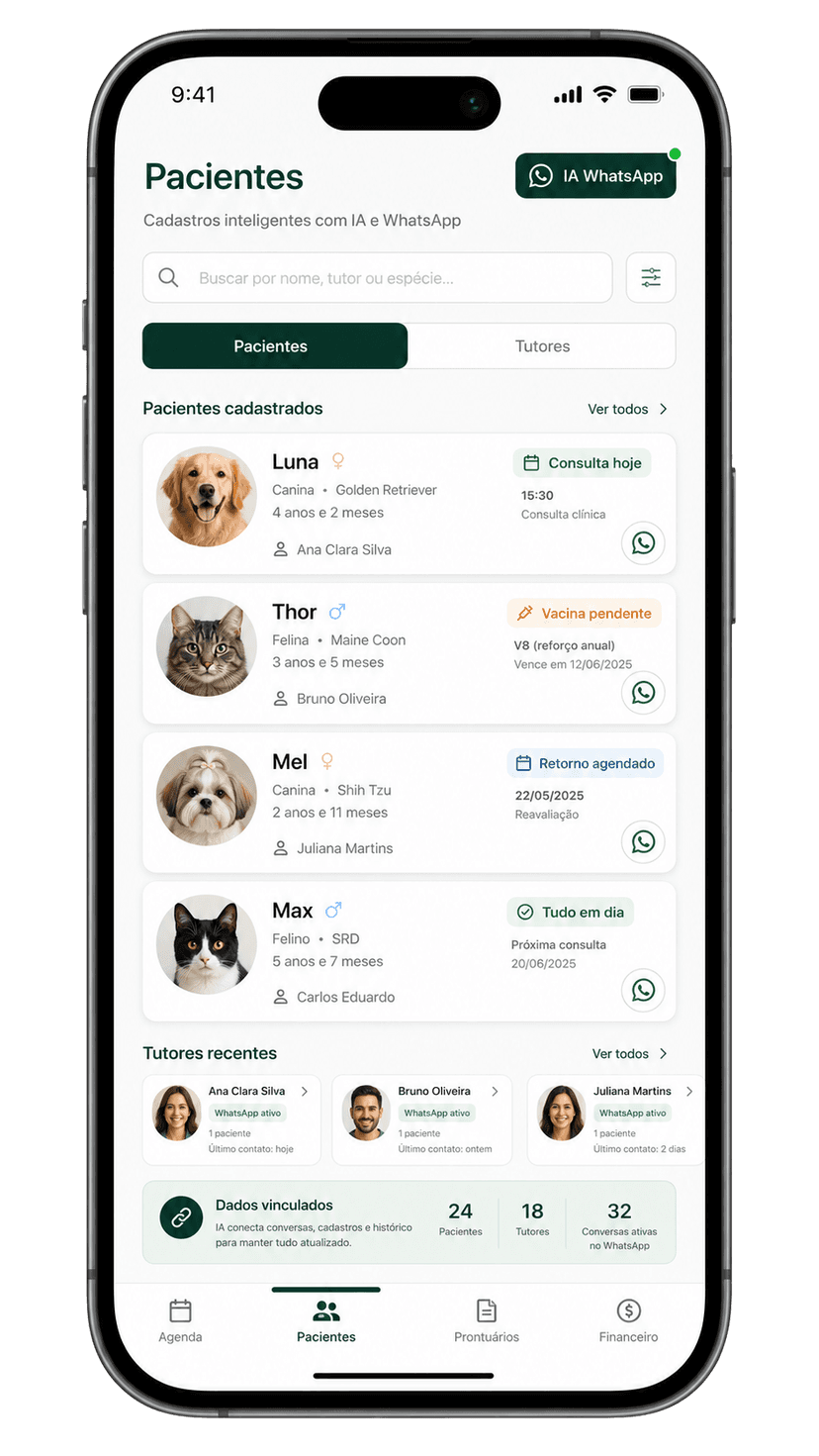 Mockup Pacientes e tutores do GoVet