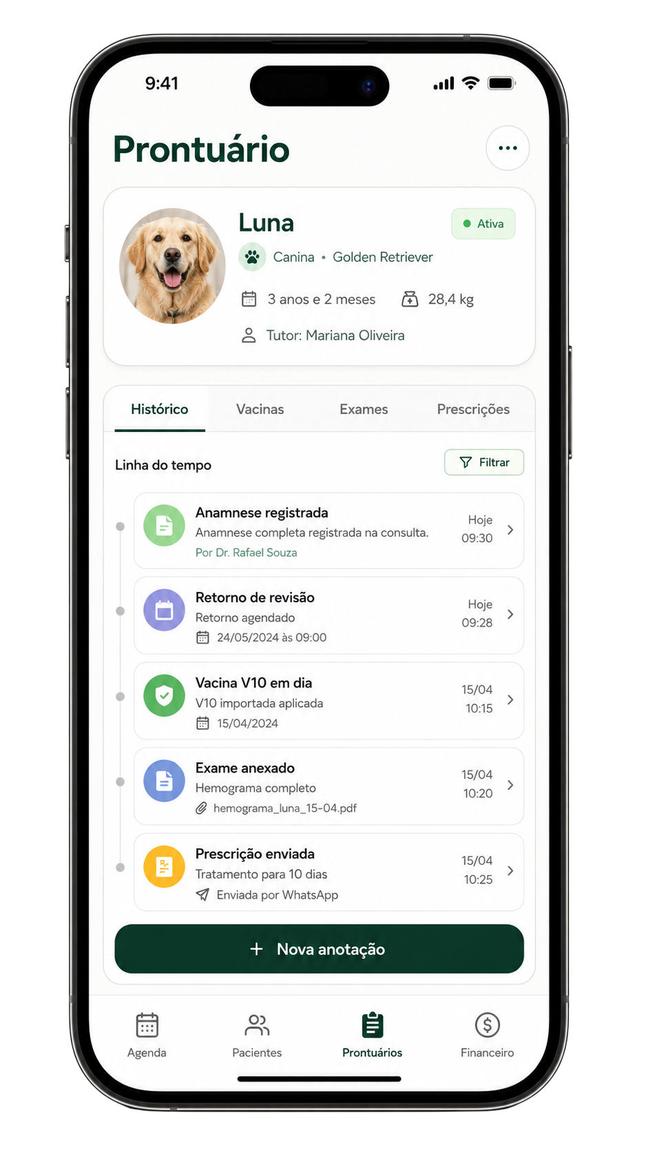 Prontuário eletrônico GoVet